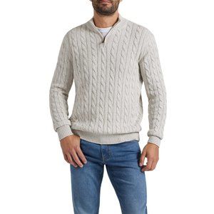 NWT Chaps Men's Cable Twist Quarter Zip Cotton Sweater Large